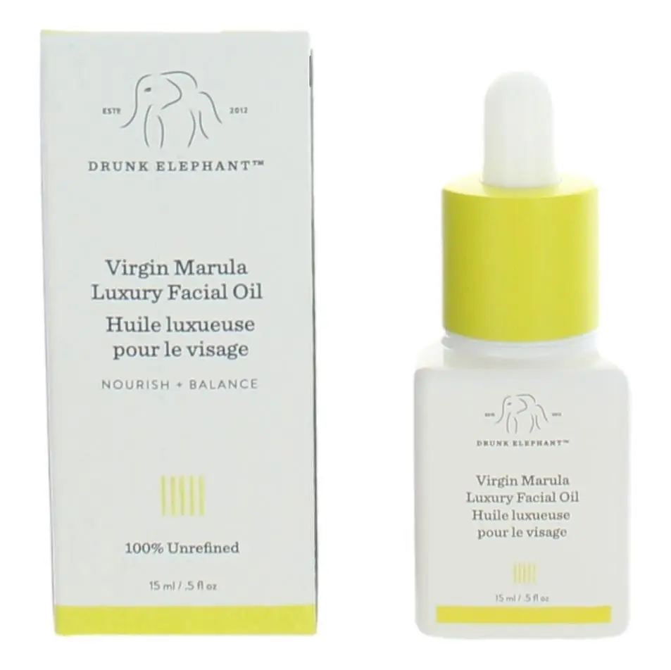 Drunk Elephant Unrefined Virgin Marula Luxury Facial Oil - 0.5oz Skincare Moisturizer for Facial Skin Repair