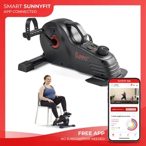 Sunny Health & Fitness Smart 2-in-1 Mini Exercise Bike, Home Gym Workout Fitness, Under Desk Indoor Pedal Cycler, 8 Adjustable Magnetic Resistance Levels, Quiet Compact Portable, Arms & Legs Cardio Trainer, Rehabilitation Support