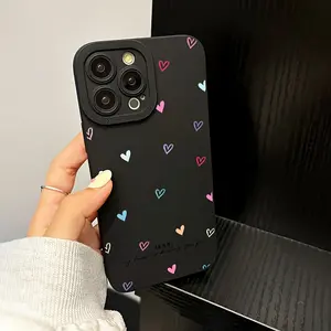 Apple Phone Case 78 Inch Dopamine Color Heart Pattern Full Coverage Anti-Drop Protection, Perfect Gift for Friends Family Boyfriend Girlfriend