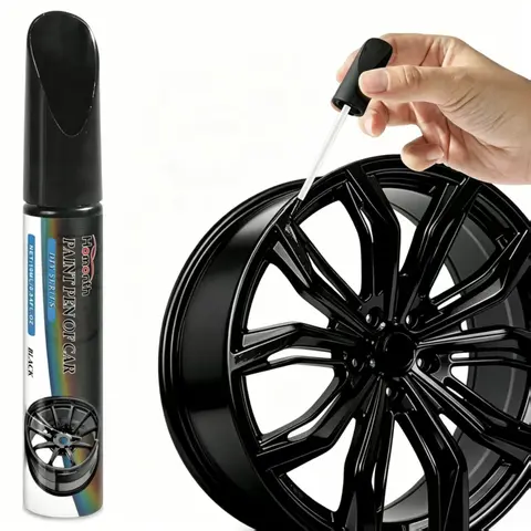High Gloss Pure Black Rim Touch Up Paint Pen - Car Rim Repair Kit, Car Paint Restorer with Effective Anti-Rust Protection, Precision Fine Brush Design, Fast Dry, DIY Operation, Scratch-Resistant Enamel for Alloy Wheels, Maintaining Vehicle's Appearance