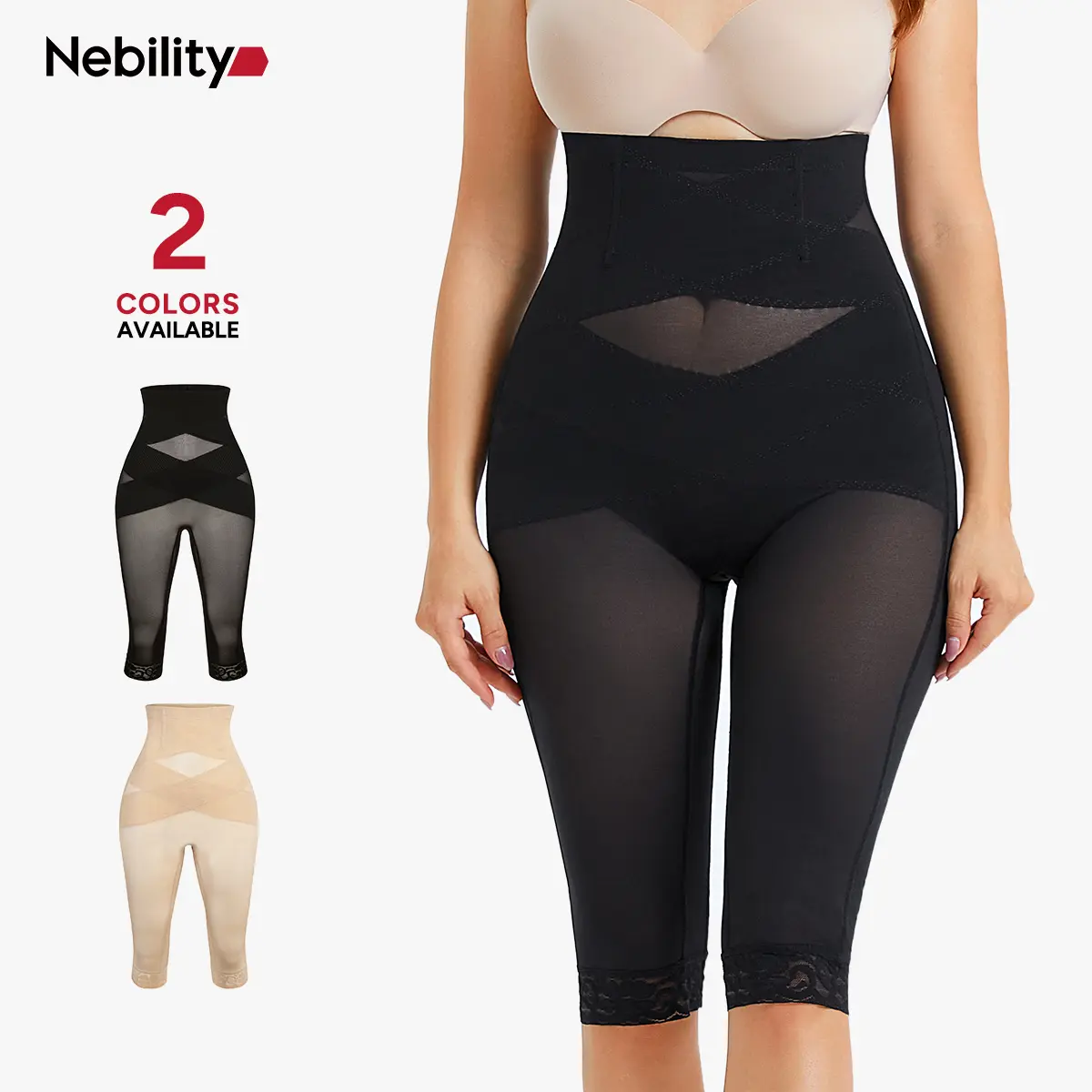 [Live] Nebility Women's Breathable Shapewear Pants Basic Bridal Minimalist Comfort Fit Leggings body shapewear Compression Womenswear Seamless Tummy Control Black、Beige