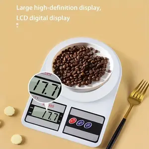 Basic digital kitchen scale, with LCD display, no battery, white plastic and stainless steel material. Halloween, New Year's Day, Christmas gift. A perfect gift idea for boys and girls. Creativity for giving gifts.