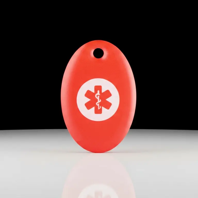 FOUND ME – Medical Oval Tag with QR Code – Smart Emergency ID for Safety & Travel