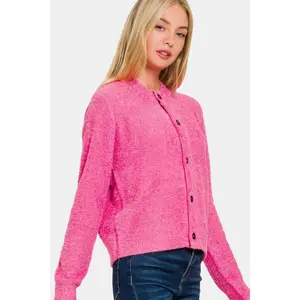 Zenana Button Down Long Sleeve Sweater Cardigan