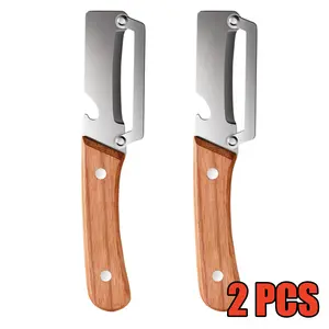 2 PCS 2-in-1 Fruit & Veggie Peeler with Bottle Opener Sharp Stainless Steel Wooden Handle Ergonomic Non-slip Design for Comfortable Grip