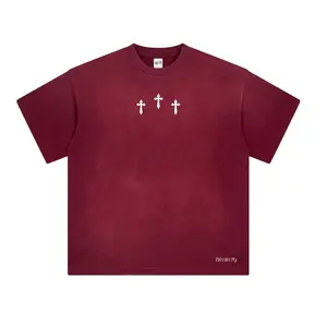 TRINITY 777 RED ACID WASHED "JESUS CHRIST" T-Shirt