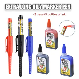 Woodworking Drilling Ceramic Tile Long Head Deep Hole Marking Pen, 45mm Long Mouth with Refillable Oil Quick Drying and Non Fading, Suitable for Architects' Deep Hole Marking and Marking Tools, DIY Tools, Construction Tools