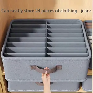 Foldable Nylon Sectioned Storage Box, Large 28-Compartment Closet Organizer for Jeans T-Shirts Socks and Underwear, Sturdy Drawer Organizer Bin for Bedroom Wardrobe and Commercial Display Storage, Clothes Organizer