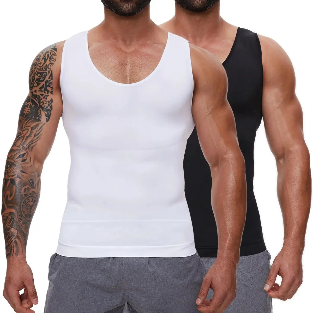 Men Body Shaper Compression Vest Undershirt Seamless Waist Trainer Tank Top Belly Control Workout Shapewear