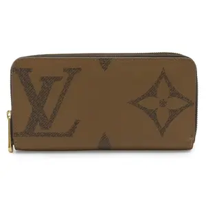 Pre-owned Louis Vuitton Canvas Small Leather Goods Zippy Wallet Monogram Giant Reverse Long Wallet