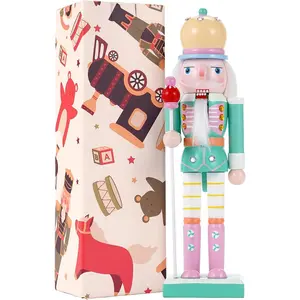 10" Christmas Decorations Nutcracker Ornaments Traditional Wooden Nutcracker Figures Soldier Festive Collectible Christmas Nutcracker Doll Gift for Table Desktop Fireplace (Green)