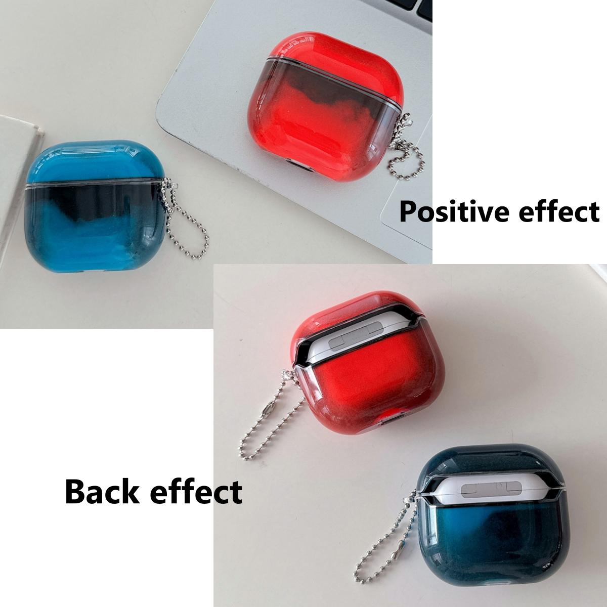 HISTORYOO Luminous Effect (Requires illumination) Quicksand for AirPod Case for AirPods 4 3 2 1 / Pro 3 Pro 2/1 Split design Earbud Earphone Cover Shock Absorbing Enhanced Protective Sparkle Glow-in-The-Dark Liquid Glitter Hard Night Glowing Sand Keychain