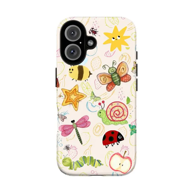 Cute Hand-Drawn Bugs & Critters Stylish Phone Case —Compatible with Apple 17P/16/15/14/13/12/11/X/8/7, Samsung. Drop-resistant phone case — lightweight, stylish, and durable. Happy 2026!