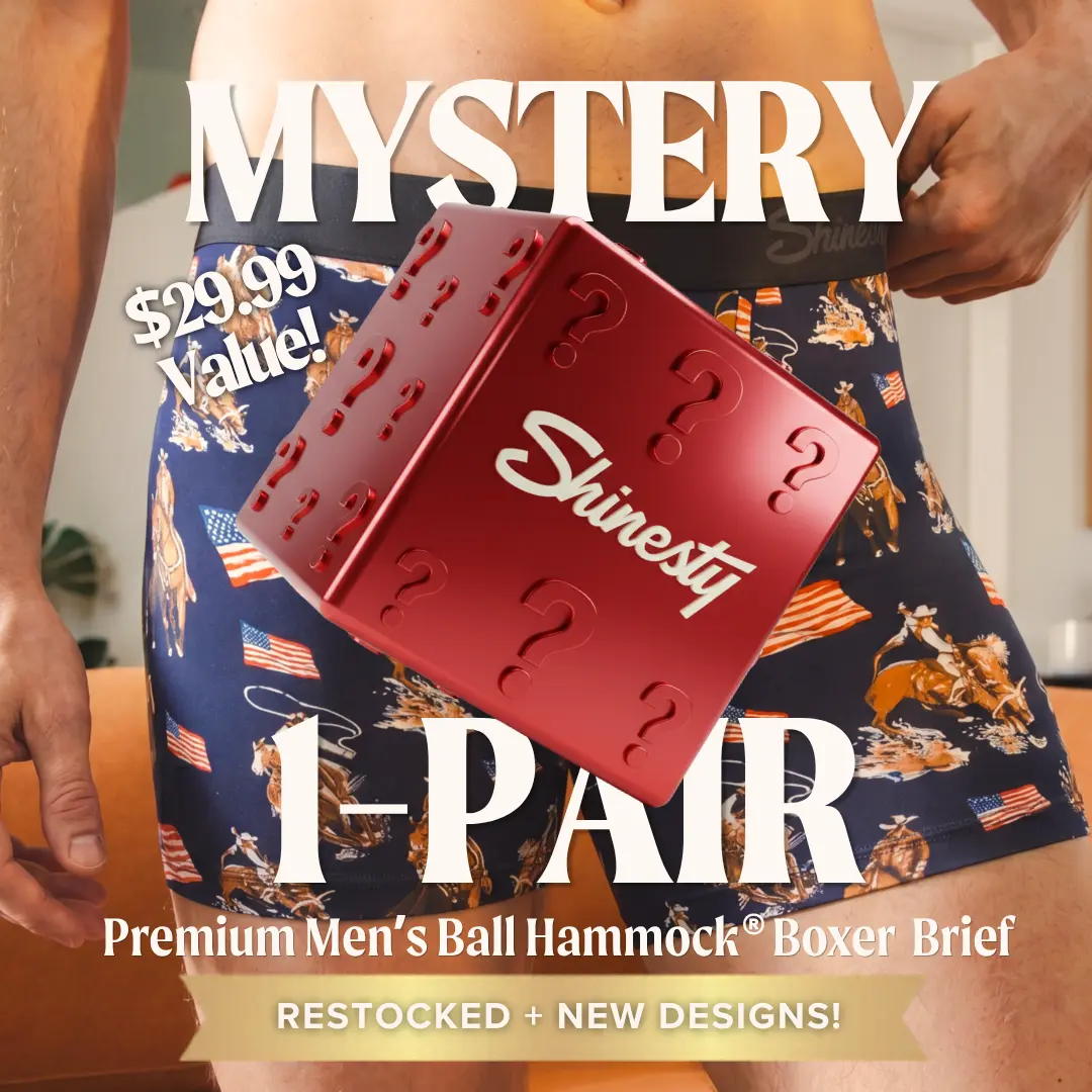 Shinesty Mens Mystery Boxer Brief W/Fly - Ball Hammock® Pouch Support, Standard Length 6 Inch Inseam, Silky Soft, Stretchy, Breathable Natural MicroModal Fabric, Best Mens Underwear