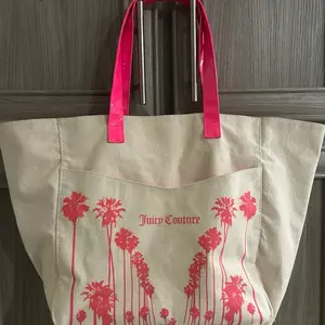 Juicy Couture Canvas Palm Trees Beach Tote Bag
