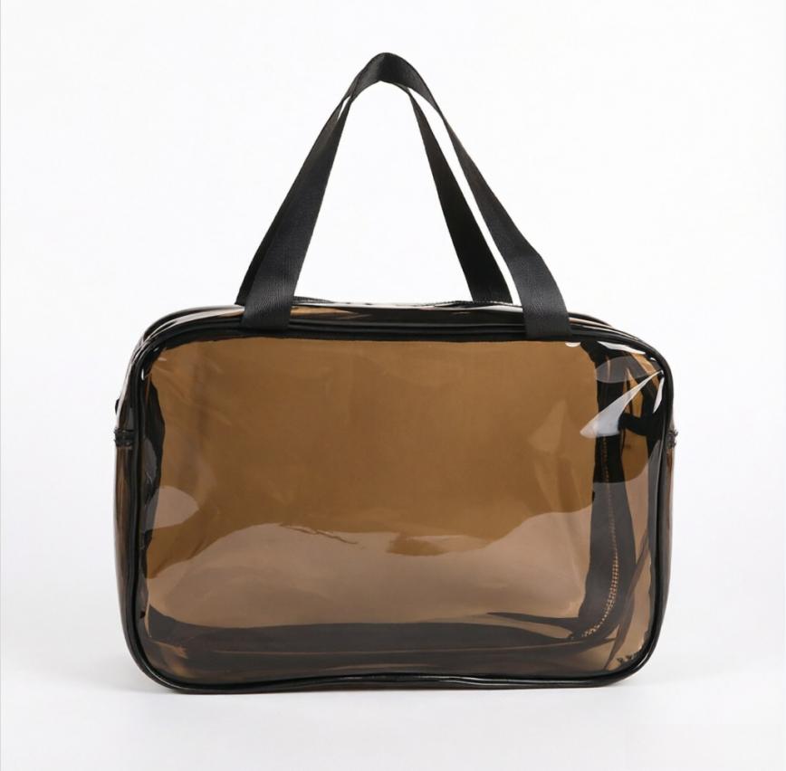 Clear PVC Cosmetic Bag, Double Zipper Transparent Makeup Organizer, Waterproof Travel Toiletry Pouch with Mesh Pocket
