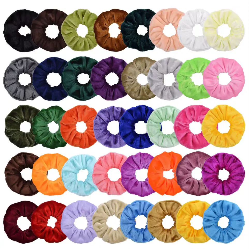 10 Pcs Bulk Crushed Velvet Scrunchies Mega Value Pack - Assorted Random Colors Soft Hair Ties Wholesale Set