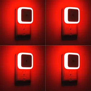 Red Night Light, Night Lights Plug into Wall 4-Pack, Nightlight Plug in Night Light, Dusk to  Night Lamp Led Night Lights for Adults Bedroom, Bathroom, Hallway