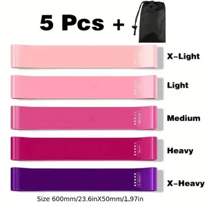 5pcs/set Resistance Bands for Working Out, Workout Bands,Yoga Starter Set of Stretch Bands for Booty Legs, Pilates Flexbands with Storage Bag