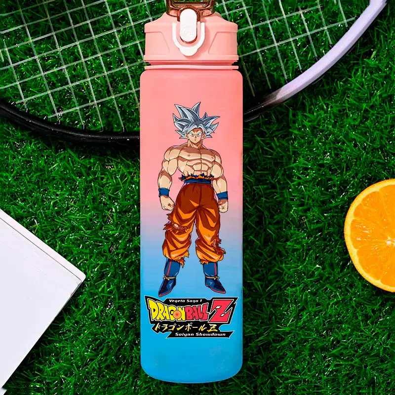 Dragon Ball 750ML Water Bottle with Straw, Son Goku & Son Gohan Gradient Sports Drink Bottle, Large Capacity Portable Travel Cup
