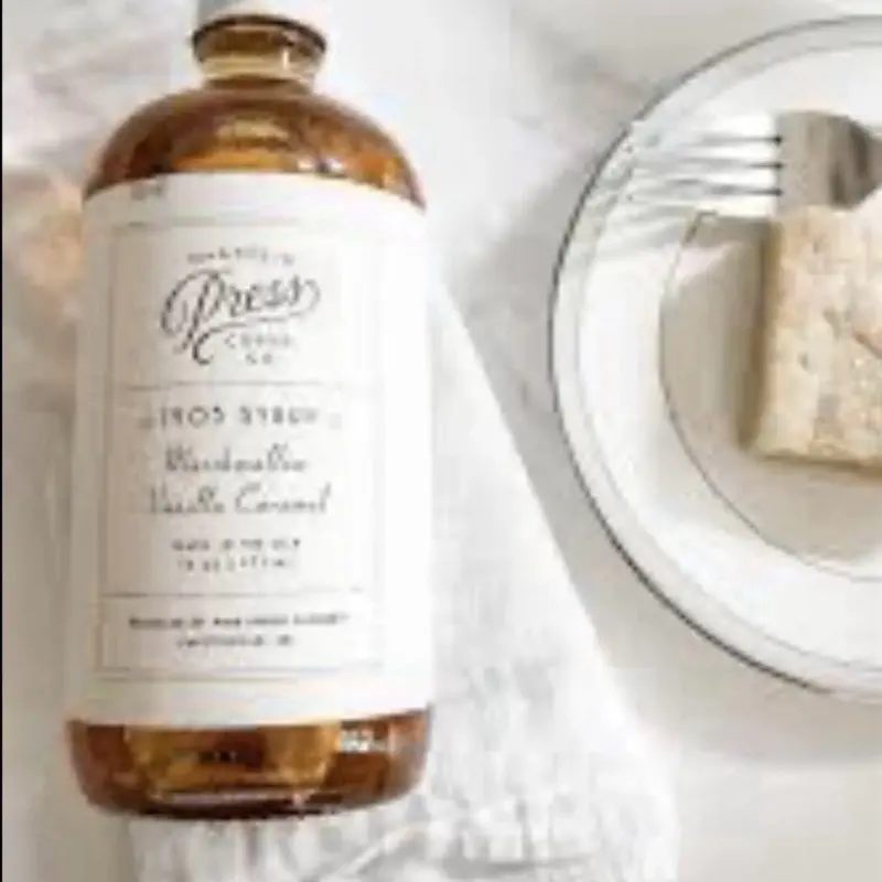 Magnolia Press Coffee Co 1905 Coffee Syrup 2 Pack Bundle Marshmallow Vanilla Caramel Flavor Made in USA Beverage Sweet