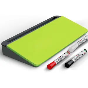 Neon Green Glass Desktop Whiteboard with Storage - Dry Erase Board, Work Desk Organizers, Computer Keyboard Stand,  Office Desk Accessories, Workspace Desktop Buddy + 3 Markers