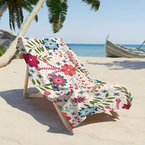 A Beach Towel with a Floral Design, Absorbent And Perfect for Travel, Swimming, Diving, Surfing, Yoga, And Camping, Usable in Any Season