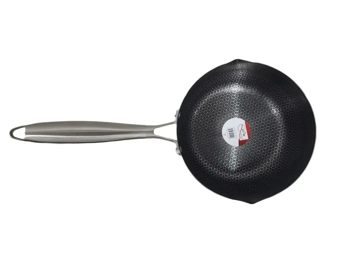 STARCRAFTS 1514 Nonstick Stainless Steel Saucepan - 20cm, Honeycomb Exterior, Scratch-Resistant, Ergonomic Handle, Easy-Pour, Induction-Safe, All Stoves Compatible Kitchen Cookware