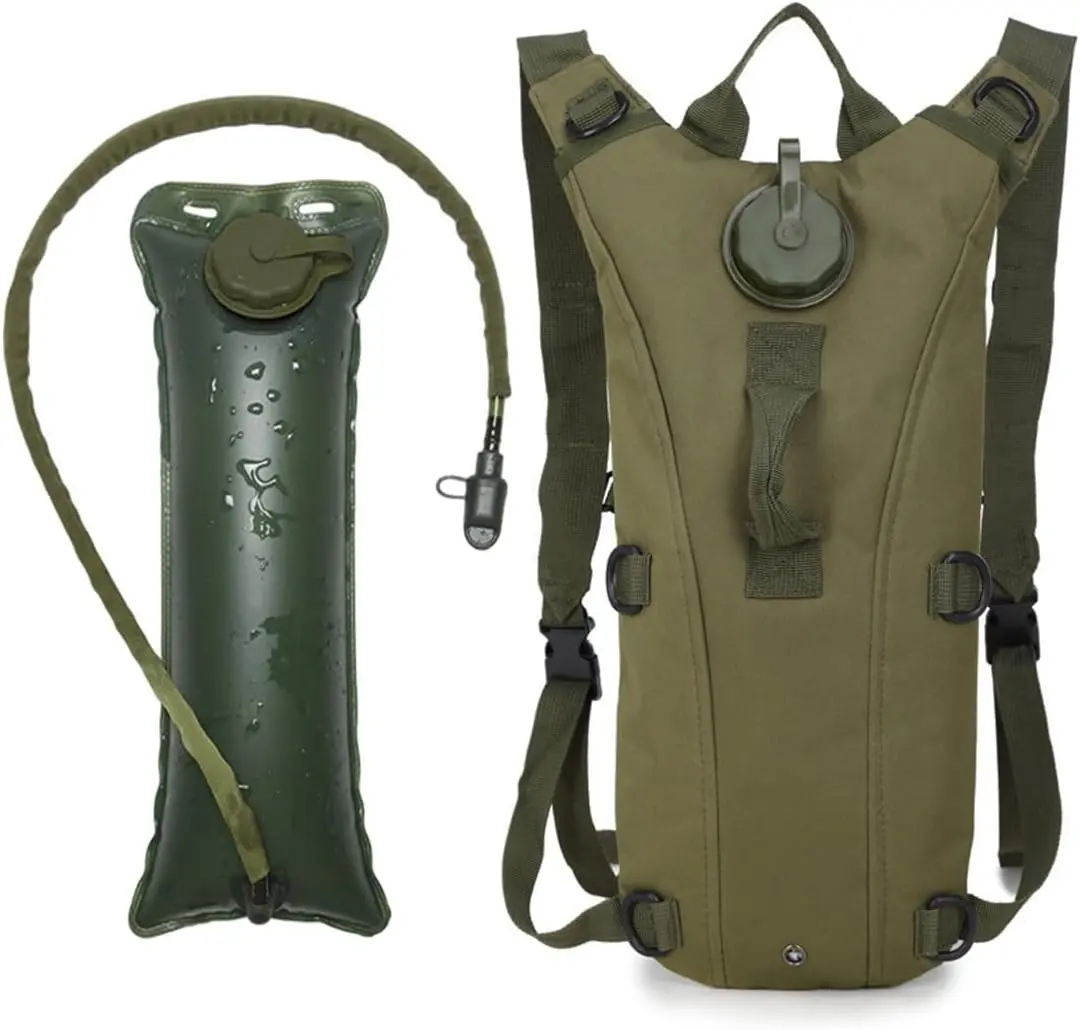 Tactical Hydration Backpack, 3L (101.44 oz) 900D Heavy-Duty Nylon Wear-Resistant Water Bag, Adjustable Straps Lightweight Outdoor Duffel for Sports Cycling/Hiking, 900D Nylon Resists Wear