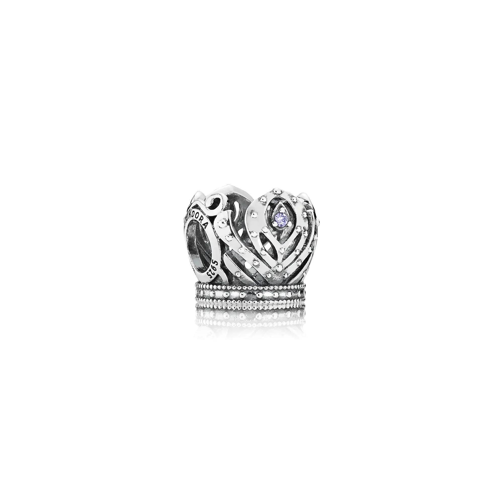 PANDORA Disney Anna's Crown Sterling Silver Charm with Purple Cubic Zirconia, Collectible Birthday Jewelry 791589ACZ, Jewelry Box, Collectibles, Gift, Adults, No, Happy Birthday, Gift Box Included