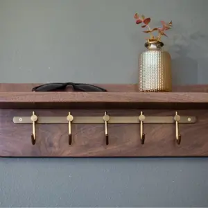 Solid Walnut Key Rack, Brass Hooks, Oil Rubbed Bronze Hooks, Key Holder