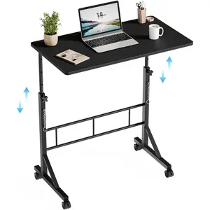 31.5" Adjustable Height Mobile Desk with Wheels, Standing Rolling Computer Cart for Home Office, Sit Stand Table with Locking Casters for Walking Pad Treadmill