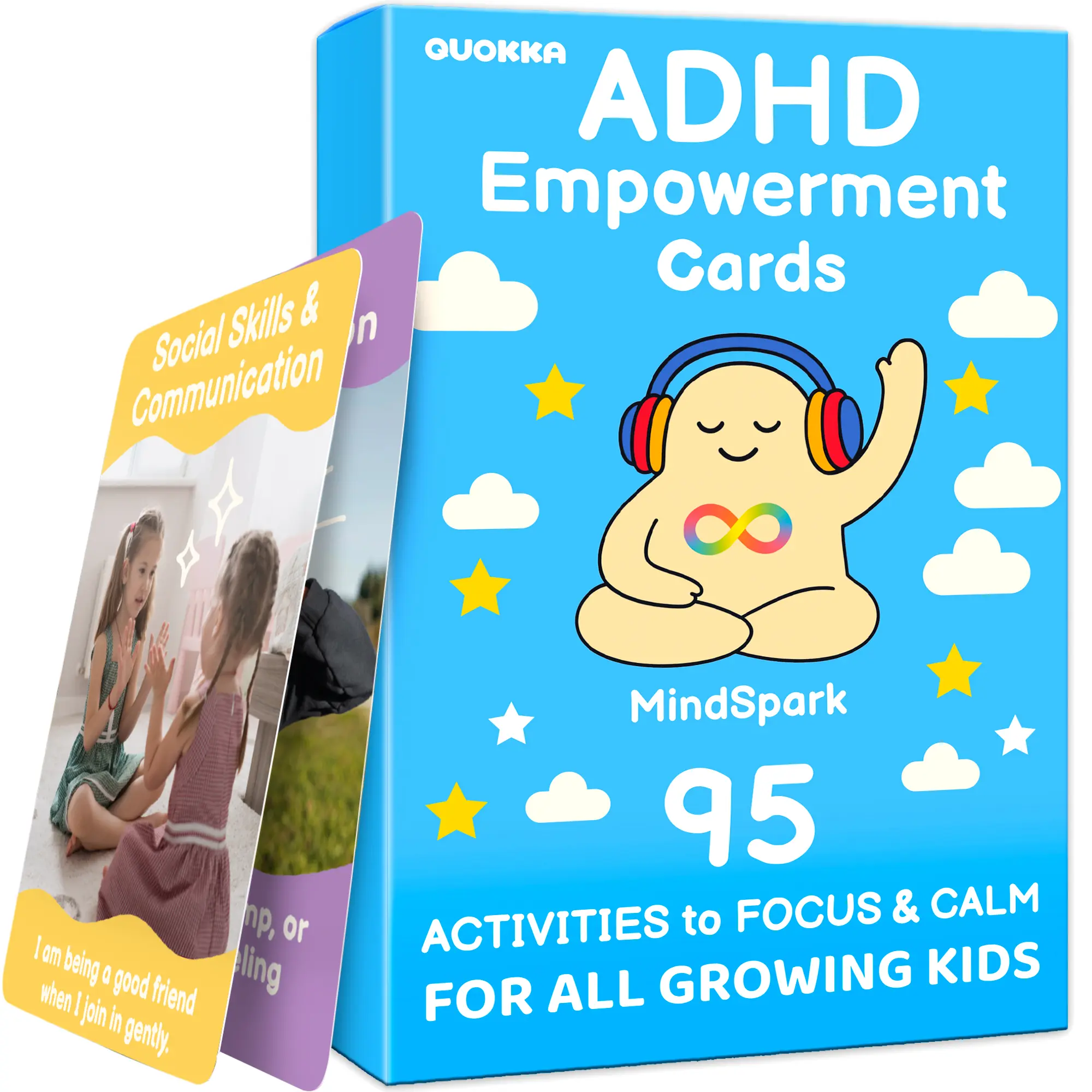 QUOKKA ADHD Focus Aid Learning Flash Cards Deck - Remote-Free Educational Toy, Activity Cards, Calming Tool for Kids Ages 5+ to Support School Routines, Emotional Regulation, Simple Plan & Self-Control Building, Builds Self-Control, Classroom Activities