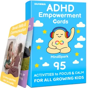 QUOKKA ADHD Focus Aid Skill Flashcards Deck for Kids Ages 5+, Remote-Free Educational Toy for Emotional Regulation