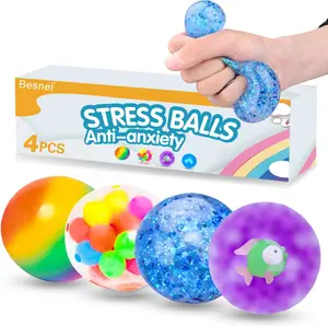 Stress Balls Set, Squishy Stress Ball, 4 Pack Squeeze Ball for Adults, Autism Hyperactivity , Stress Relieve, Increase Entertainment