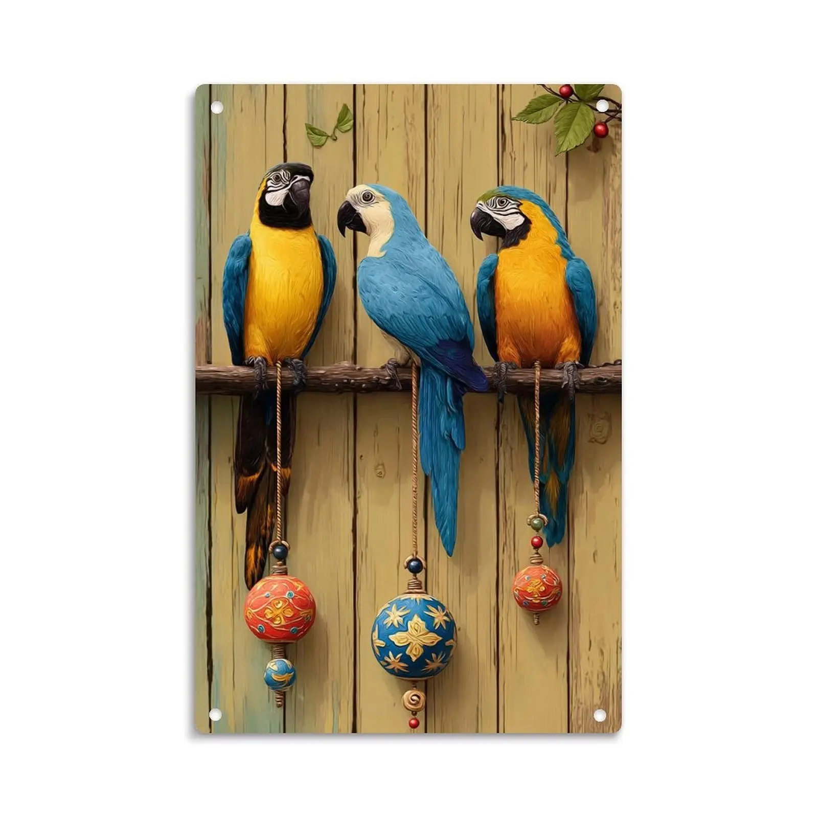 Here's A Title Option That Meets The RequirementsThree Macaws Tropical Birds Vintage Parrot Metal Sign Print Aesthetic Room Decoration for Home Bedroom Kitchen Bar Dorm Bathroom Wall Decor 8 X 12 Inch