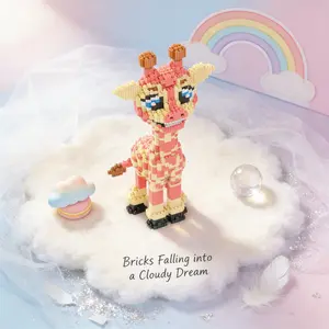 Cute African Giraffe 3D Puzzle Building Block Decoration, Home Office Bookshelf Decor, Party Living Room TV Stand Display Gift