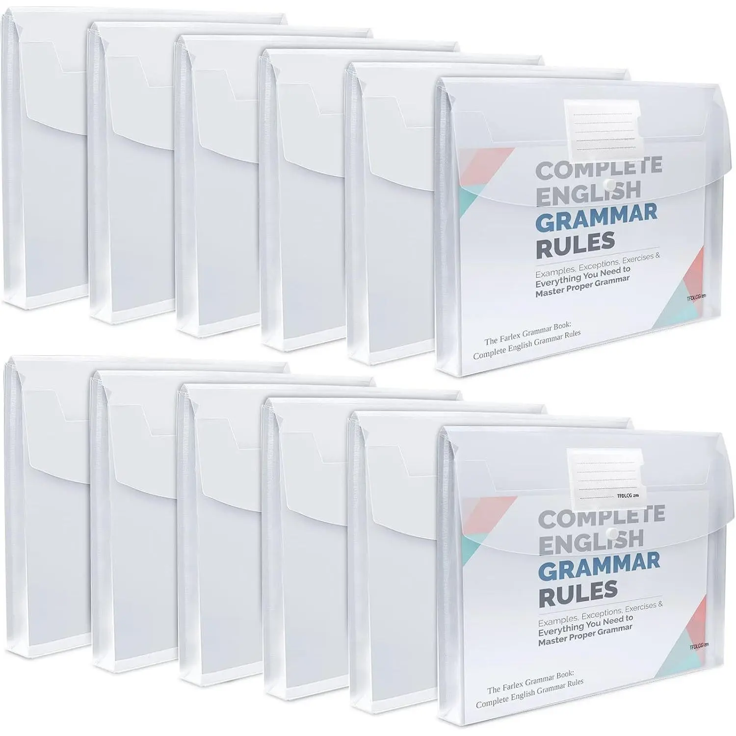12 Pack Large Clear Folders for Documents,Legal Size(11x14 inch), Plastic Envelopes with Snap Closure,Poly Envelope File Folder with 1 Inch Expansion,for School  Office Organizer