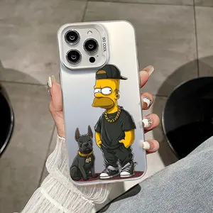 S-SimpsonS Phone Case For iPhone 11 12 13 14 15 16 17 Pro Max Air Plus Mini Light Luxury High-end Colorful Silver Cases
