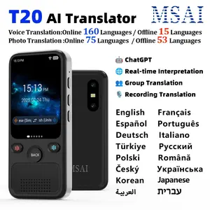 20 Ai Translator Device with Offline Translation and 160 Online Languages, Chatgpt Smart Conversations, Voice and Photo Translation for Travel and Business, Smart Voice Recorder