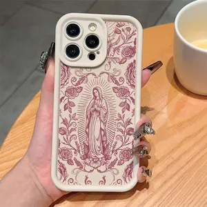 Vintage Virgin Mary Pattern Tpu Phone Case for iPhone 6/7/8/x/XS/XR/XS Max, Shockproof Full Coverage, Perfect Gift for Women & Girls