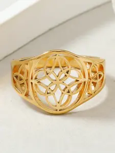 Titanium Steel Ring Design, Cutout Hollow Ethnic Style Triangle Mark Ring, Stainless Steel Jewelry, Unique Fashion Accessory