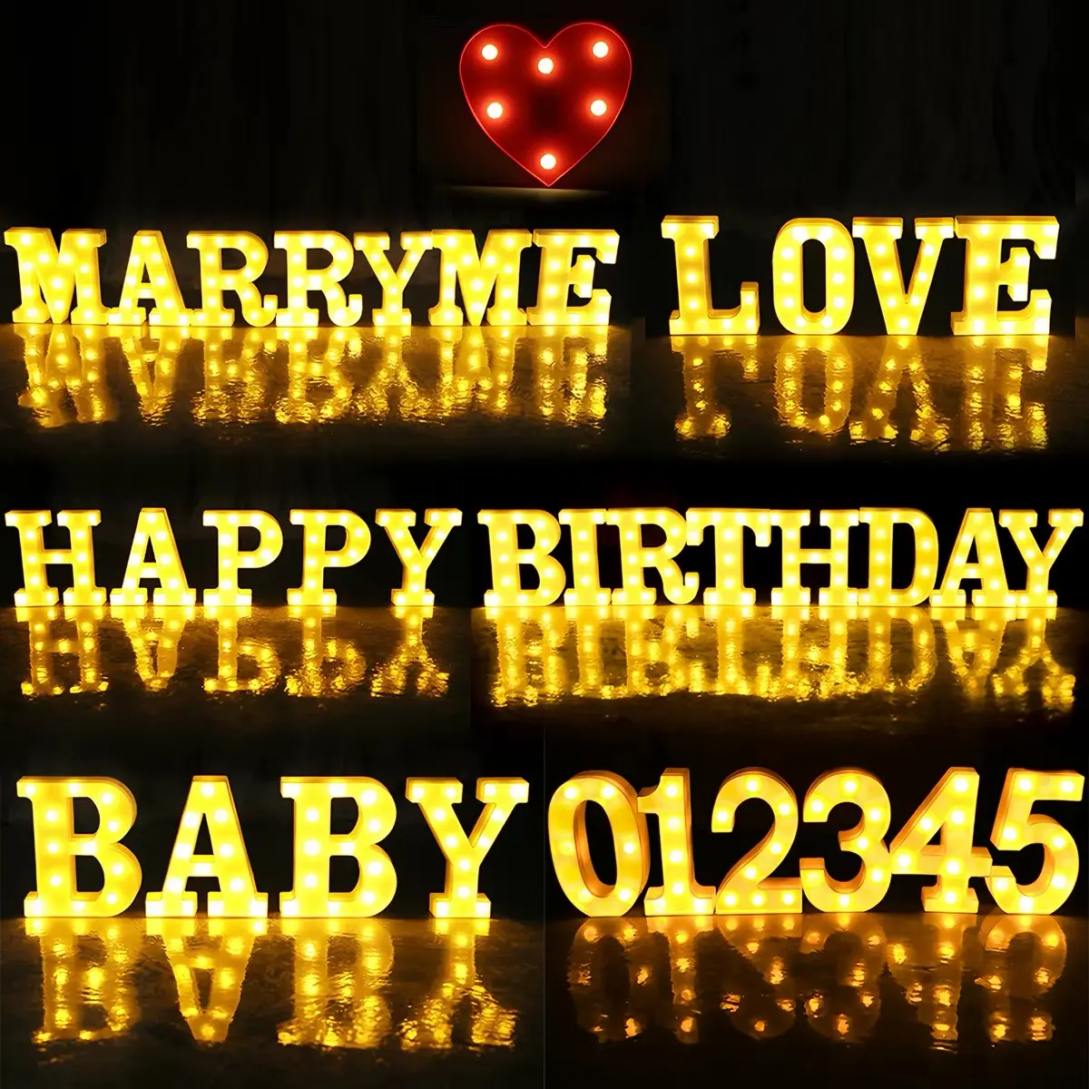 Customizable Rectangular Modern ABS Plastic LED Glowing Letter Lights - Party Decor, Home Decoration, Birthday Sign, Alphabet Set
