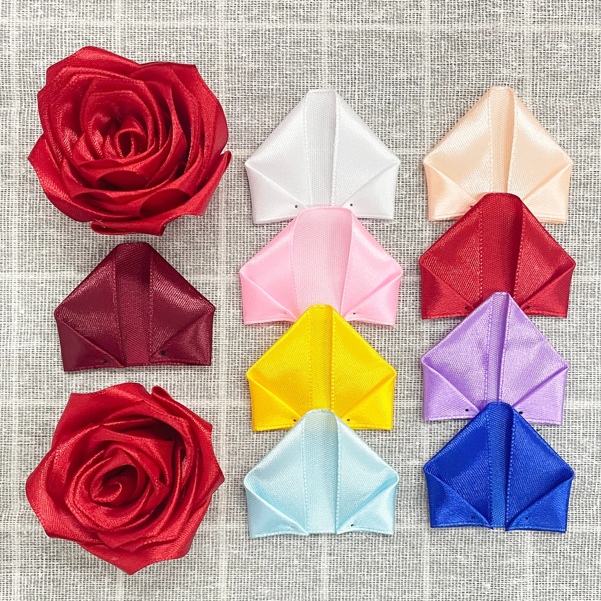 150pcs Premade Ribbon Rose Petals - Handcrafted Eternal Artificial Satin Silk Flowers For Flower Bouquets, Wedding, Festival Gift Making Craft Materials Decorative, DIY flower Arrangement