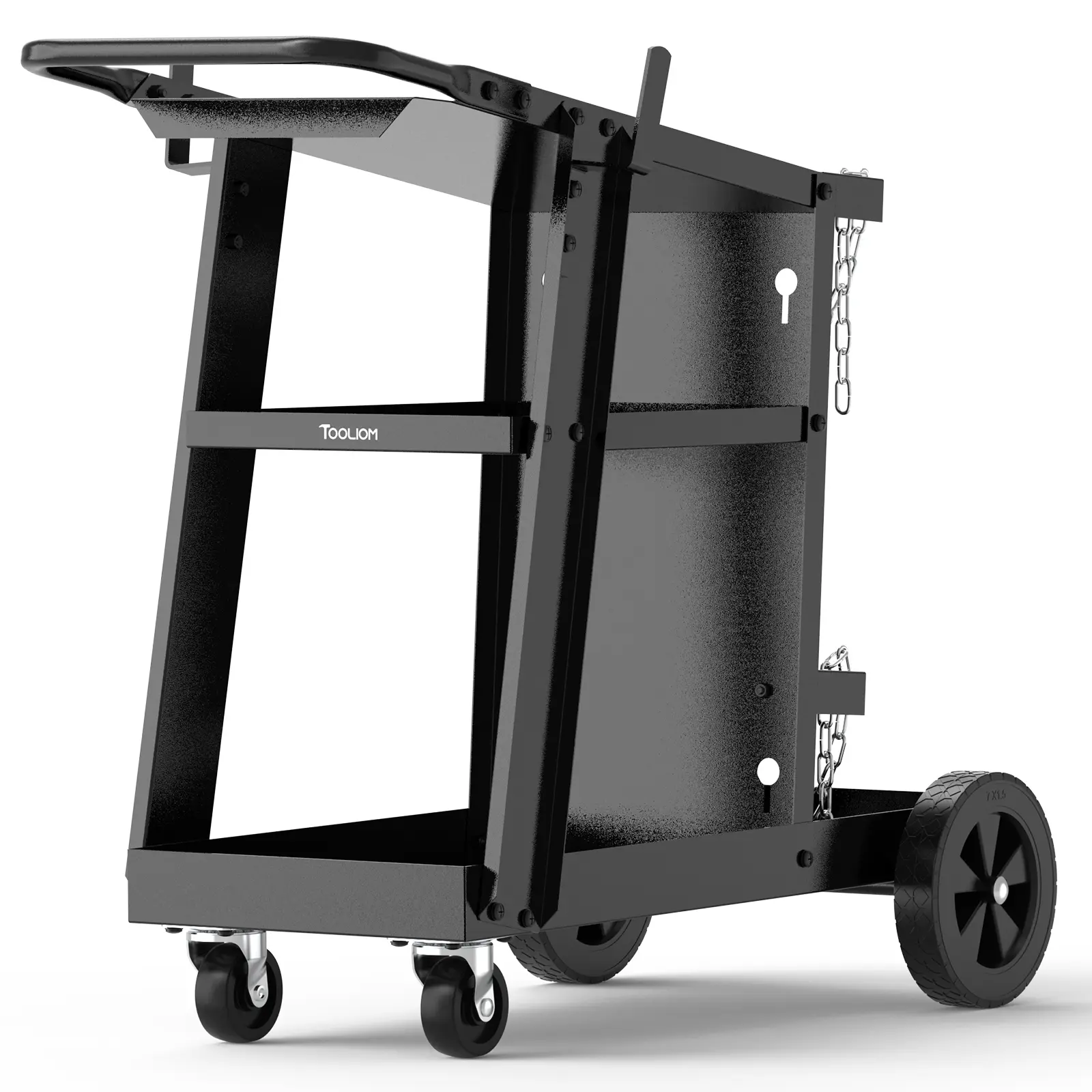 TOOLIOM 3-Tier Welding Cart with Tilt-Table, Heavy Duty TIG/MIG Welder & Plasma Cutter Stand, Mobile Rolling Trolley with Gas Cylinder Storage and 360° Swivel Wheels