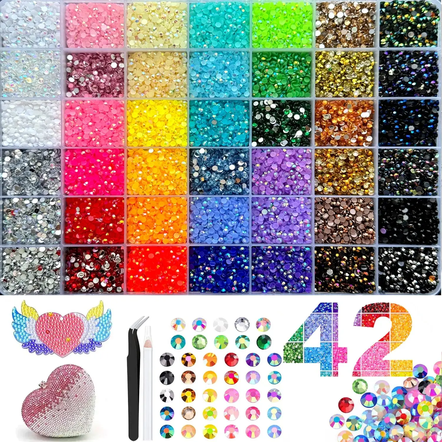 【Summervibes】bedazzling kit 40000Pcs Jelly Synthetic Rhinestones 3mm Multicolor Resin Flatback Gems for Bedazzling DIY Decor Clothing Crafts Book Shoes Nail Art
