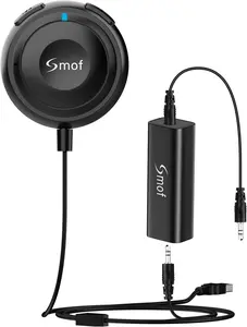 Bluetooth Car Adapter, .mm Aux Bluetooth Adapter for Car/Home Stereo/Speakers, BlueTooth Audio Receiver with Ground Loop Noise Isolator, HandsFree Calls, Dual Connection, .mm AUX Input