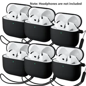 6 Piece AirPods 4 Earphone Cases, Wireless Bluetooth-compatible Case, Shockproof Durable Portable Protection, Fits AirPods 4 Earbuds with Silicone Lanyard, Small Space-Saving Design