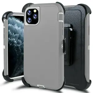 Grey Rugged Shockproof Defender Case Cover for iPhone 14 / 14 Plus / 14 Pro / 14 Pro Max / with Belt clip