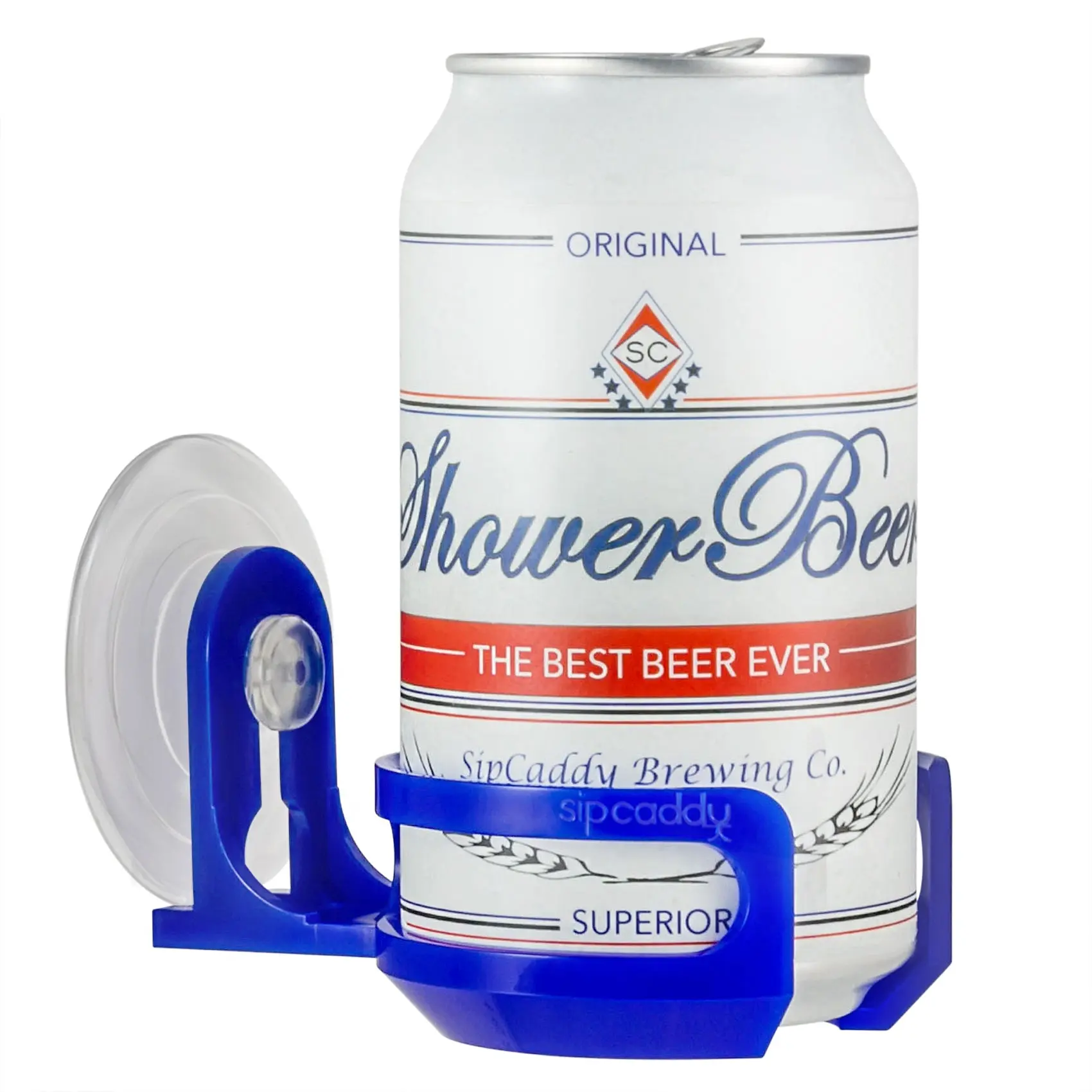 SipCaddy - The Original Shower Beer & Bath Wine Holder - Shower Caddy - Portable - Patented - American-made Suction Cup - Blue